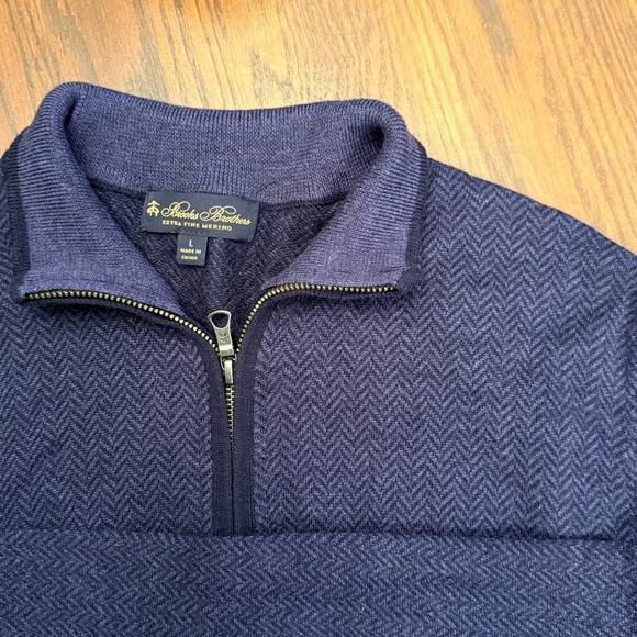 Brooks Brothers Other - Brooks Brothers Navy Half-Zip Merino wool Sweater. Size Large